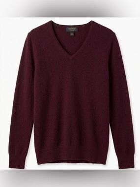 Charter Club Luxury Cashmere Sweater Womens Large V-Neck Burgundy Wine Purple L